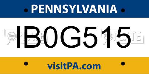 IB0G515 Pennsylvania License Plate