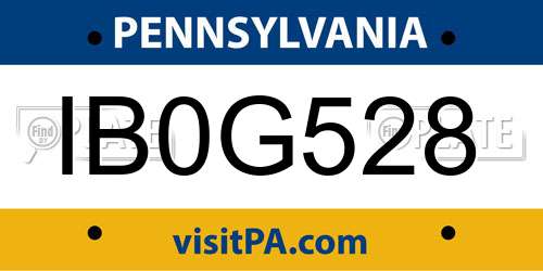 IB0G528 Pennsylvania License Plate