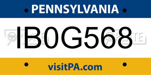 IB0G568 Pennsylvania License Plate