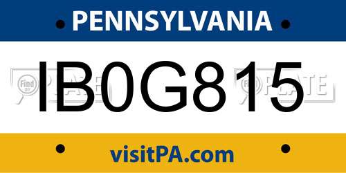 IB0G815 Pennsylvania License Plate