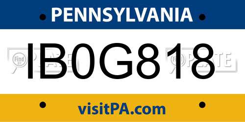 IB0G818 Pennsylvania License Plate