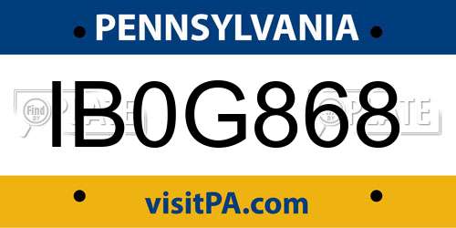IB0G868 Pennsylvania License Plate