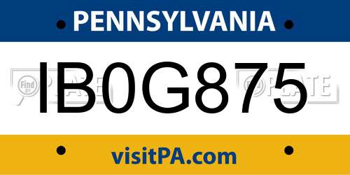 IB0G875 Pennsylvania License Plate