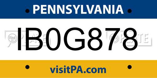 IB0G878 Pennsylvania License Plate