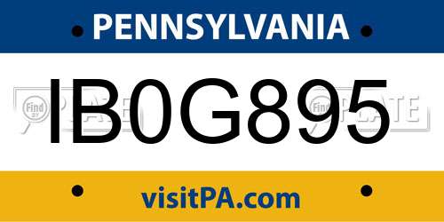 IB0G895 Pennsylvania License Plate