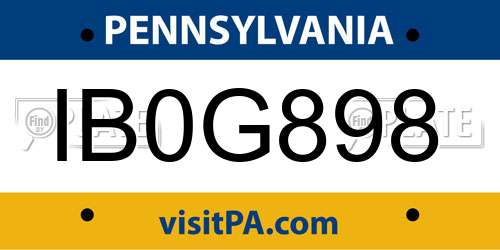 IB0G898 Pennsylvania License Plate