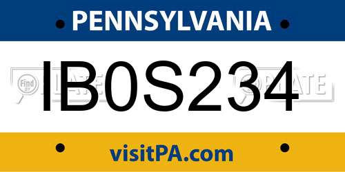 IB0S234 Pennsylvania License Plate