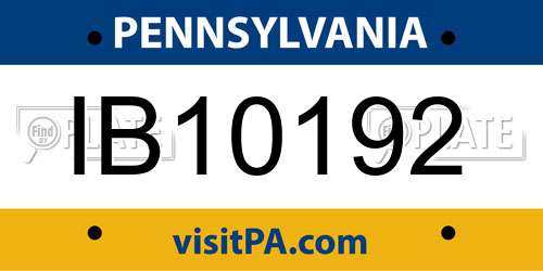 IB10192 Pennsylvania License Plate