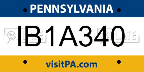 IB1A340 Pennsylvania License Plate