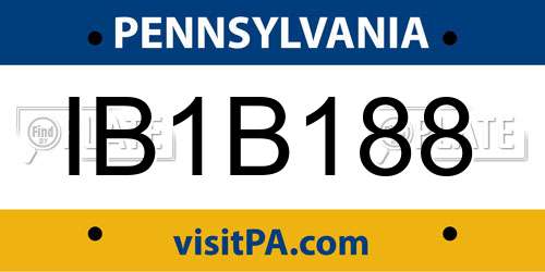 IB1B188 Pennsylvania License Plate