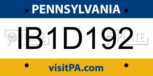 IB1D192 Pennsylvania License Plate