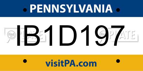 IB1D197 Pennsylvania License Plate