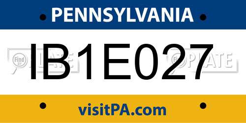 IB1E027 Pennsylvania License Plate