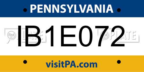 IB1E072 Pennsylvania License Plate