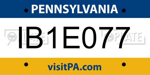 IB1E077 Pennsylvania License Plate