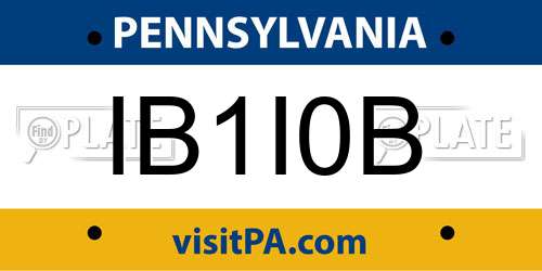 IB1I0B Pennsylvania License Plate