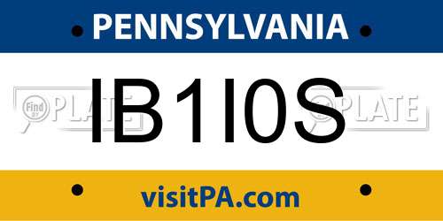 IB1I0S Pennsylvania License Plate