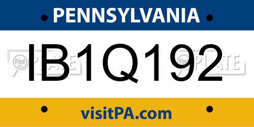IB1Q192 Pennsylvania License Plate