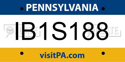 IB1S188 Pennsylvania License Plate