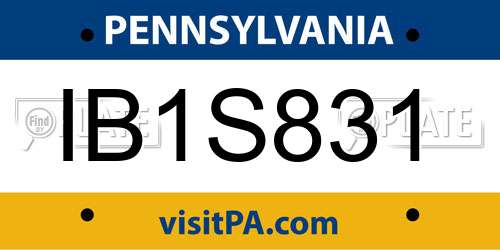 IB1S831 Pennsylvania License Plate