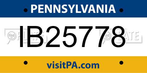 IB25778 Pennsylvania License Plate