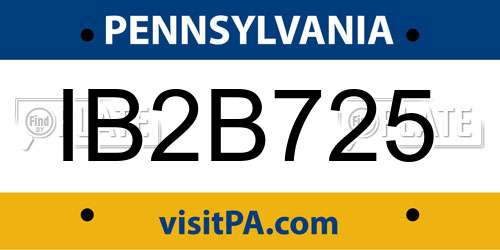 IB2B725 Pennsylvania License Plate
