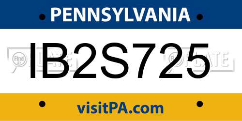 IB2S725 Pennsylvania License Plate