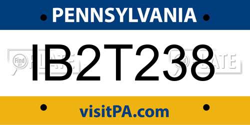 IB2T238 Pennsylvania License Plate