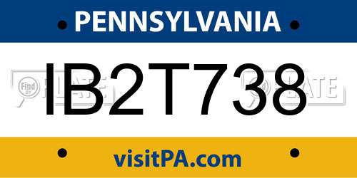 IB2T738 Pennsylvania License Plate