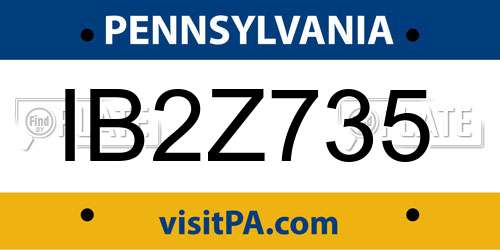 IB2Z735 Pennsylvania License Plate