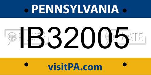 IB32005 Pennsylvania License Plate