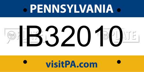 IB32010 Pennsylvania License Plate