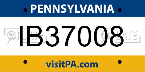 IB37008 Pennsylvania License Plate