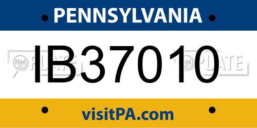 IB37010 Pennsylvania License Plate