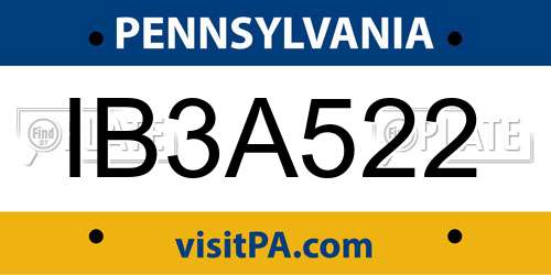 IB3A522 Pennsylvania License Plate