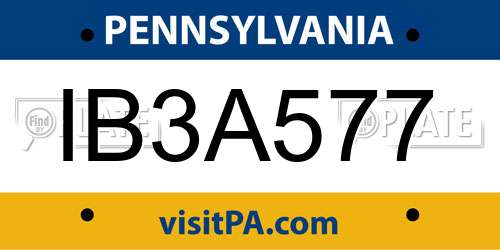 IB3A577 Pennsylvania License Plate