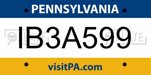 IB3A599 Pennsylvania License Plate
