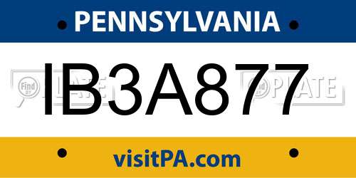 IB3A877 Pennsylvania License Plate