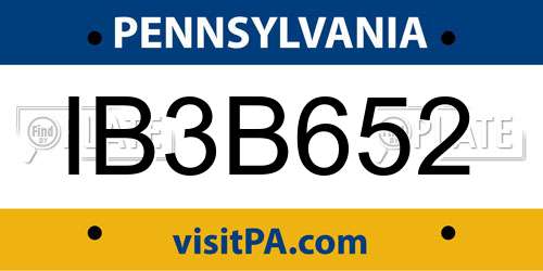 IB3B652 Pennsylvania License Plate