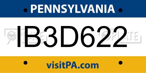 IB3D622 Pennsylvania License Plate