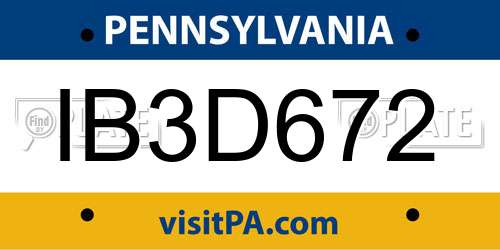 IB3D672 Pennsylvania License Plate