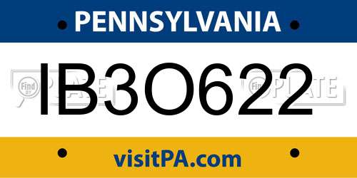 IB3O622 Pennsylvania License Plate