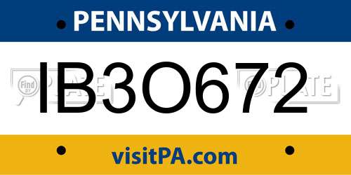 IB3O672 Pennsylvania License Plate