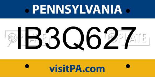 IB3Q627 Pennsylvania License Plate