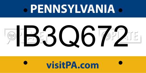 IB3Q672 Pennsylvania License Plate
