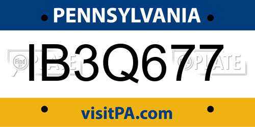 IB3Q677 Pennsylvania License Plate