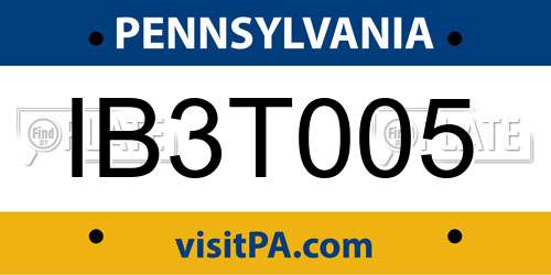 IB3T005 Pennsylvania License Plate
