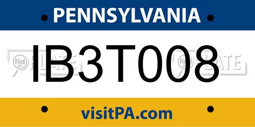 IB3T008 Pennsylvania License Plate
