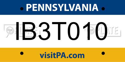 IB3T010 Pennsylvania License Plate