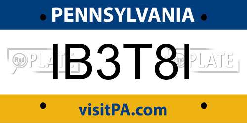 IB3T8I Pennsylvania License Plate